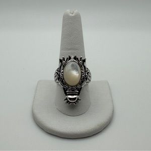 Effy Sterling Silver, Mother-Of-Pearl & Black Spinel Dragon Ring